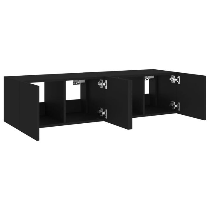 Meubles TV muraux avec lumières LED 2 pcs noir 60x35x31 cm - Photo n°8