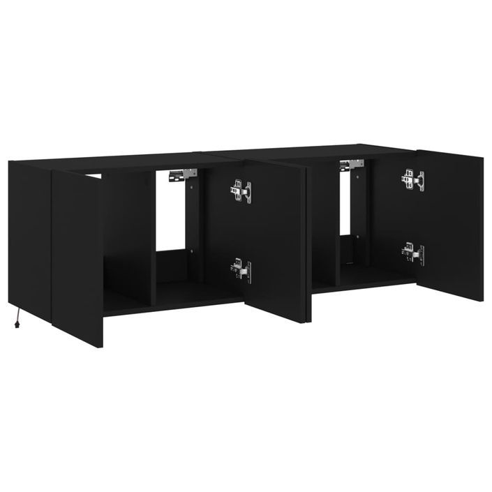 Meubles TV muraux avec lumières LED 2 pcs noir 60x35x41 cm - Photo n°8