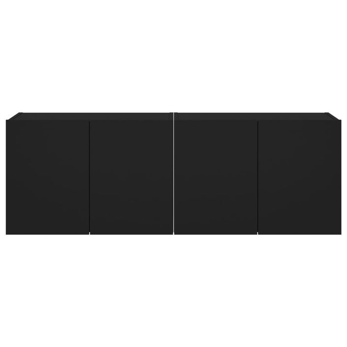 Meubles TV muraux avec lumières LED 2 pcs noir 60x35x41 cm - Photo n°9