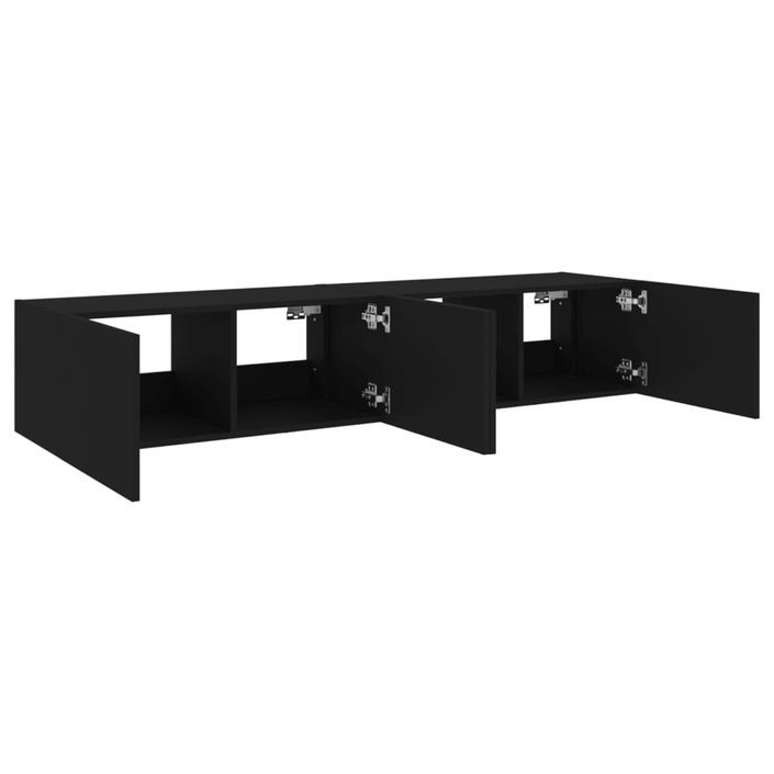 Meubles TV muraux avec lumières LED 2 pcs noir 80x35x31 cm - Photo n°8