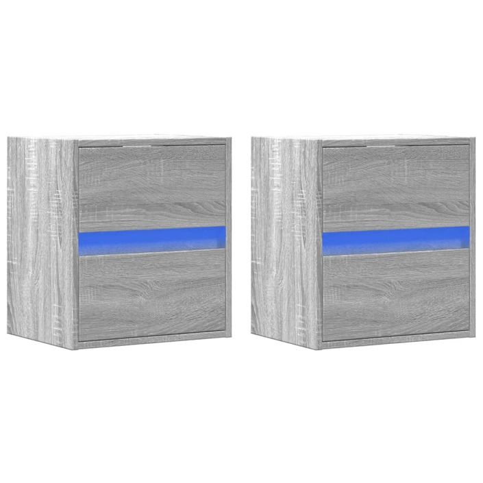 Meubles TV muraux et lumières LED 2 pcs sonoma gris 41x31x45 cm - Photo n°3