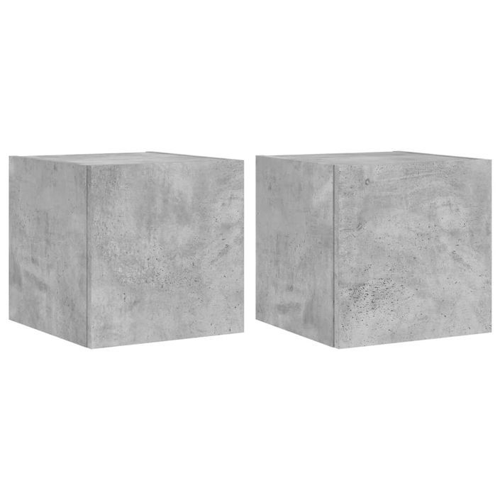 Meubles TV muraux et lumières LED 2pcs gris béton 30,5x35x30 cm - Photo n°1