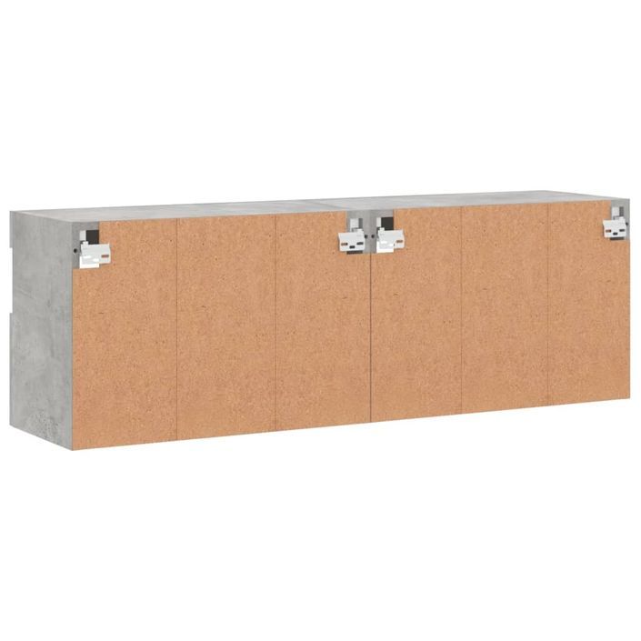 Meubles TV muraux et lumières LED 2pcs gris béton 60x30x40 cm - Photo n°11