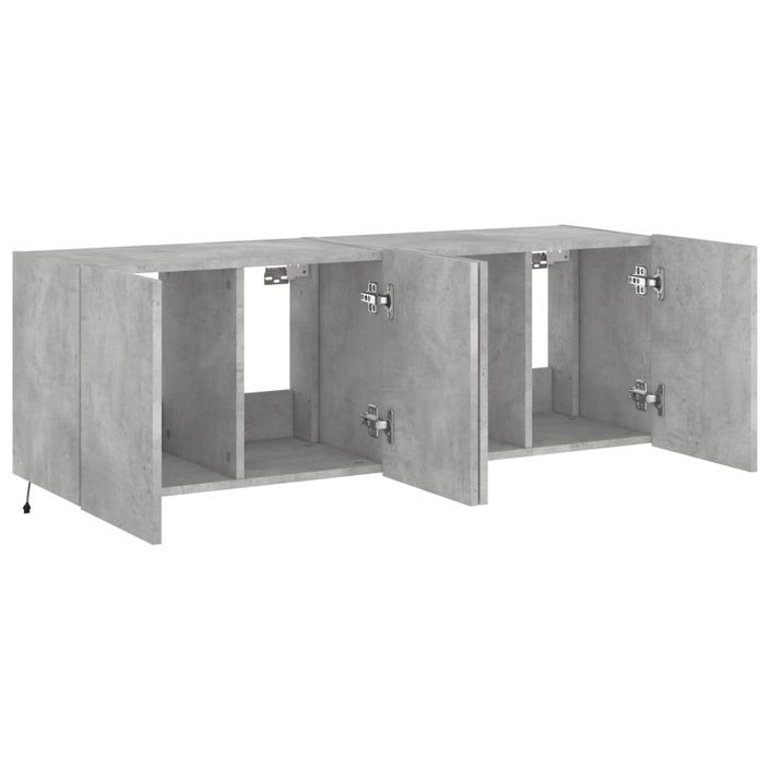 Meubles TV muraux et lumières LED 2pcs gris béton 60x35x41 cm - Photo n°6