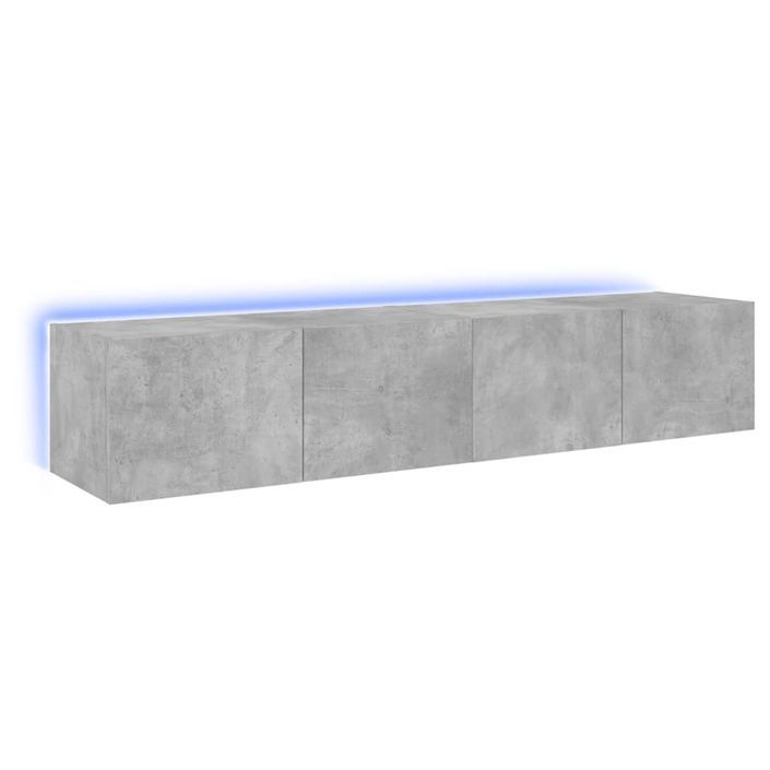 Meubles TV muraux et lumières LED 2pcs gris béton 80x35x31 cm - Photo n°1