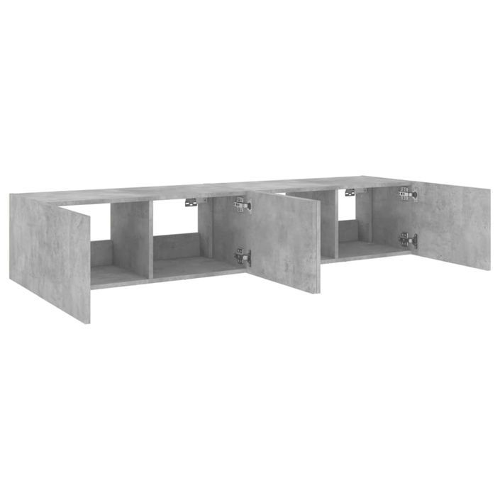 Meubles TV muraux et lumières LED 2pcs gris béton 80x35x31 cm - Photo n°8