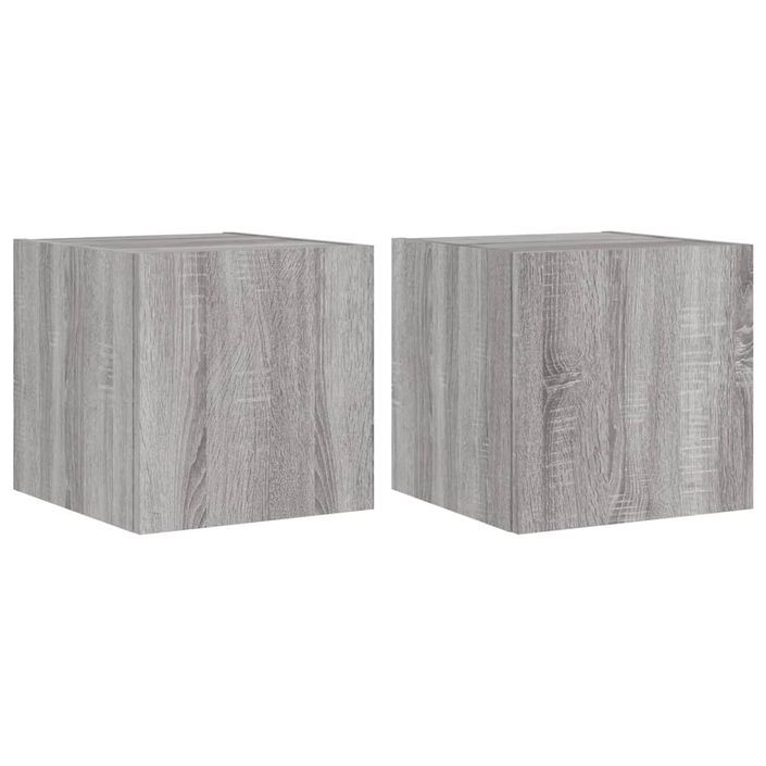 Meubles TV muraux et lumières LED 2pcs sonoma gris 30,5x35x30cm - Photo n°1