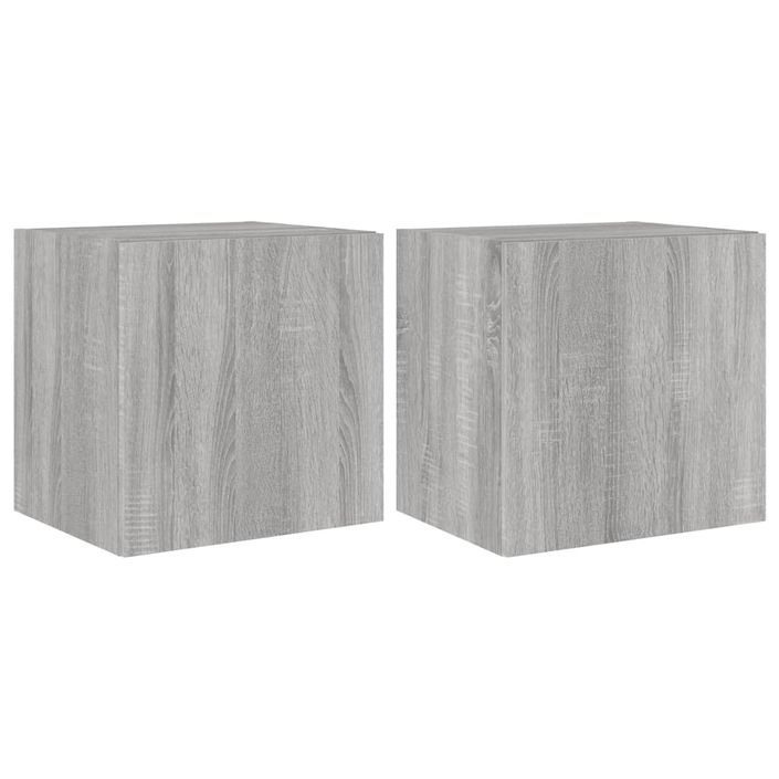 Meubles TV muraux et lumières LED 2pcs sonoma gris 40,5x35x40cm - Photo n°1