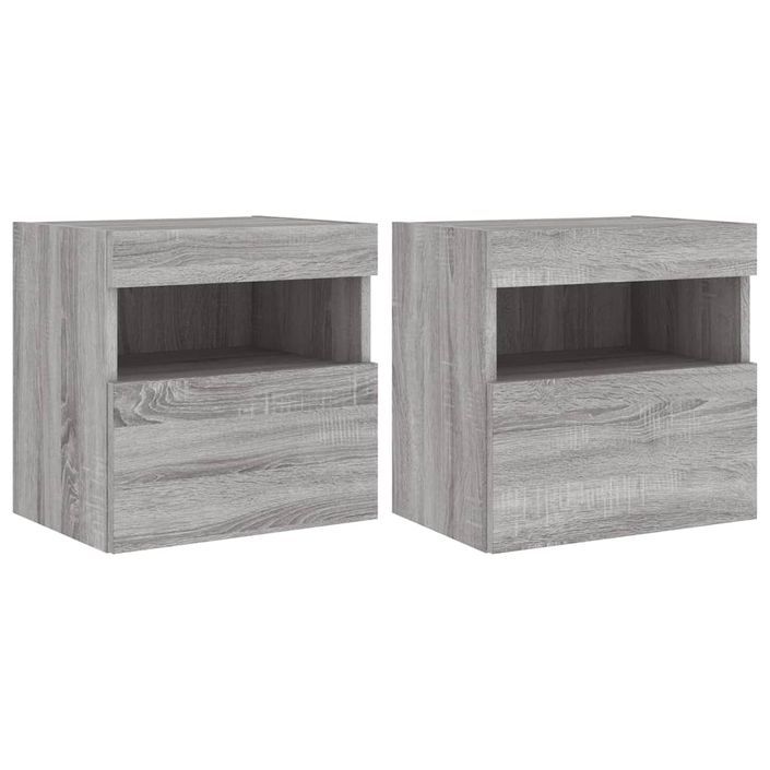 Meubles TV muraux et lumières LED 2pcs sonoma gris 40x30x40 cm - Photo n°1