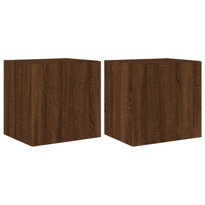 Meubles TV muraux lumières LED 2 pcs chêne marron 40,5x35x40 cm - Photo n°1