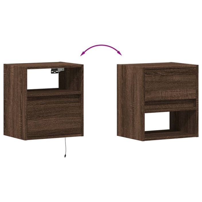 Meubles TV muraux lumières LED 2 pcs chêne marron 41x31x45 cm - Photo n°10