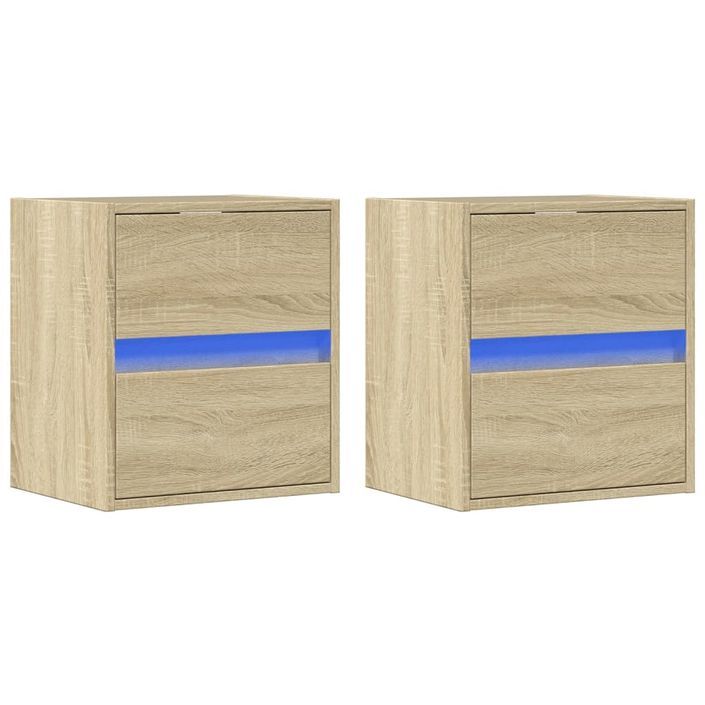 Meubles TV muraux lumières LED 2 pcs chêne sonoma 41x31x45 cm - Photo n°3