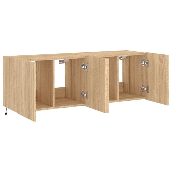 Meubles TV muraux lumières LED 2 pcs chêne sonoma 60x35x41 cm - Photo n°8