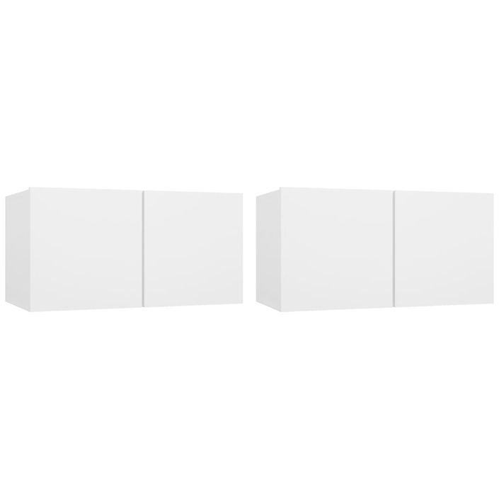 Meubles TV suspendus 2 pcs Blanc 60x30x30 cm - Photo n°2