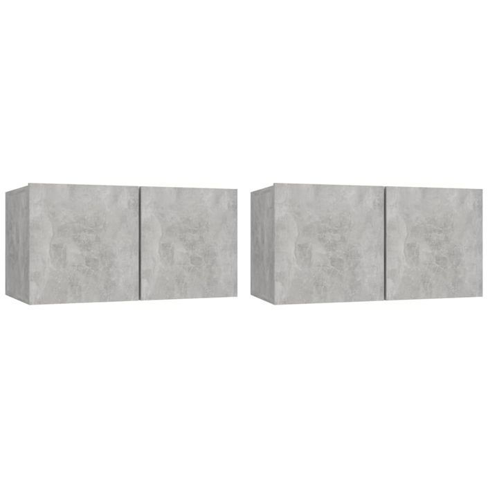 Meubles TV suspendus 2 pcs Gris béton 60x30x30 cm - Photo n°2