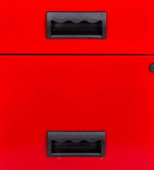 Mini servante sur roulettes 2 tiroirs métal noir et rouge Folia H 57 - Photo n°3