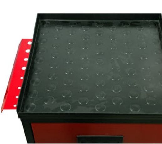 Mini servante sur roulettes 2 tiroirs métal noir et rouge Folia H 57 - Photo n°4