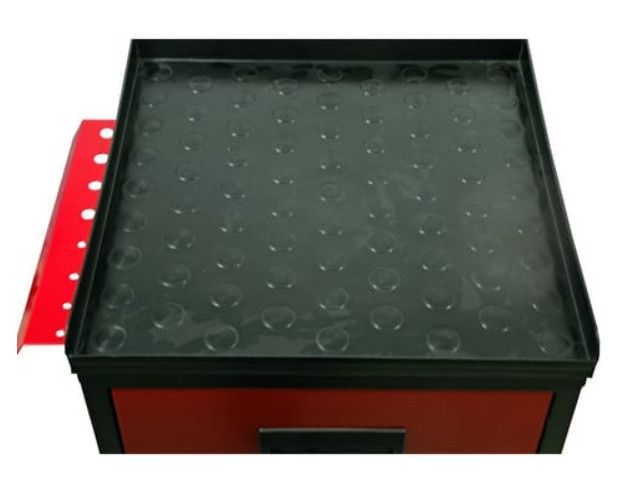 Mini servante sur roulettes 2 tiroirs métal noir et rouge Folia H 72 - Photo n°3