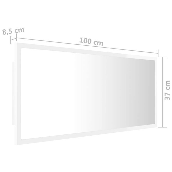 Miroir à LED de bain Blanc brillant 100x8,5x37 cm - Photo n°12