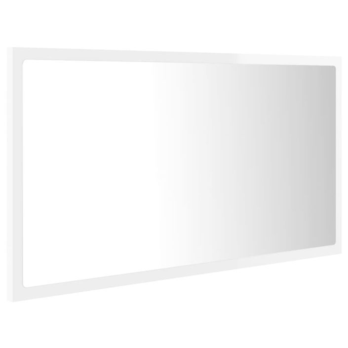 Miroir à LED de bain Blanc brillant 80x8,5x37 cm - Photo n°1