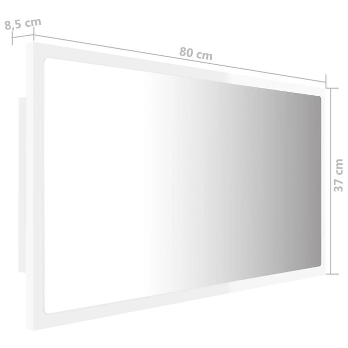 Miroir à LED de bain Blanc brillant 80x8,5x37 cm - Photo n°12