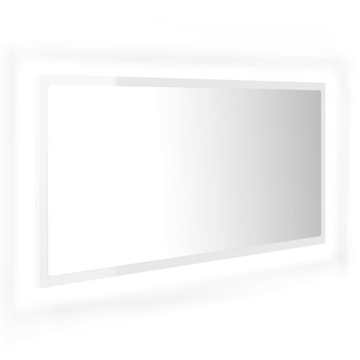 Miroir à LED de bain Blanc brillant 90x8,5x37 cm - Photo n°1