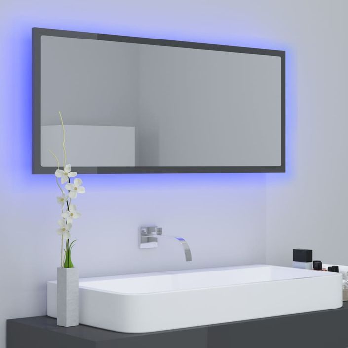 Miroir à LED de bain Gris brillant 100x8,5x37 cm - Photo n°3