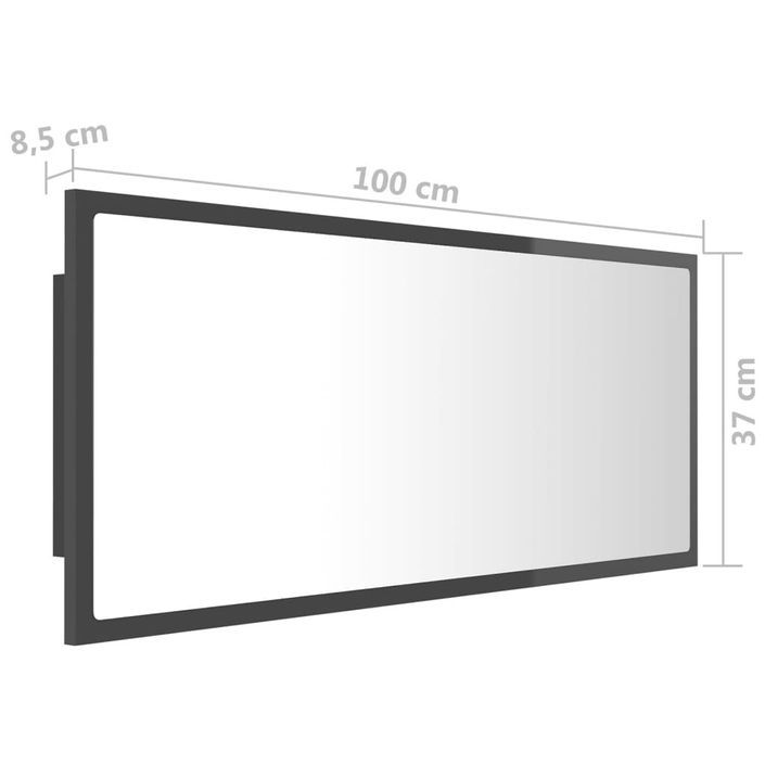 Miroir à LED de bain Gris brillant 100x8,5x37 cm - Photo n°12