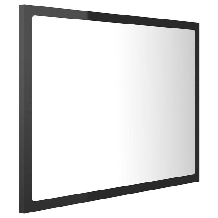 Miroir à LED de bain Noir brillant 60x8,5x37 cm - Photo n°7