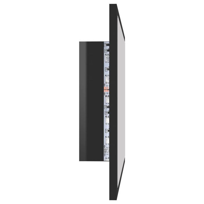 Miroir à LED de bain Noir brillant 60x8,5x37 cm - Photo n°8