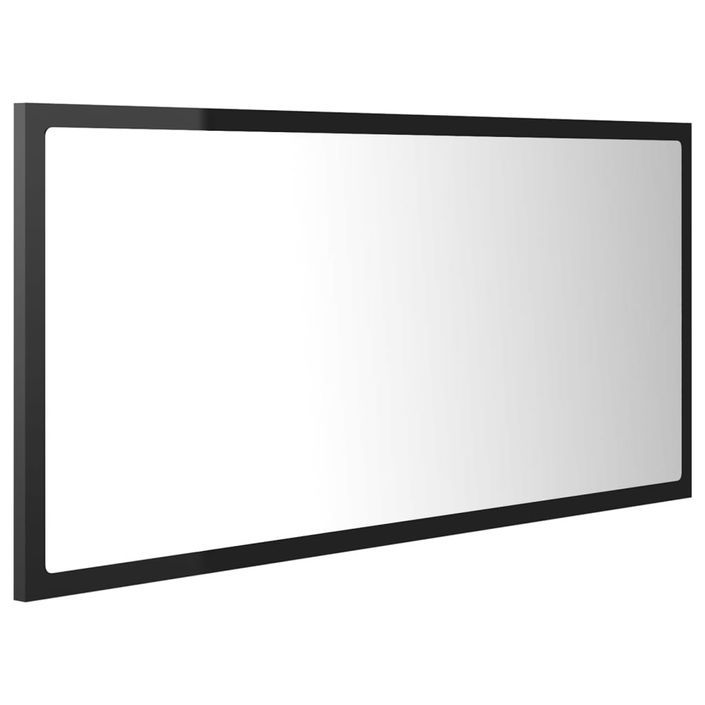 Miroir à LED de bain Noir brillant 90x8,5x37 cm - Photo n°7