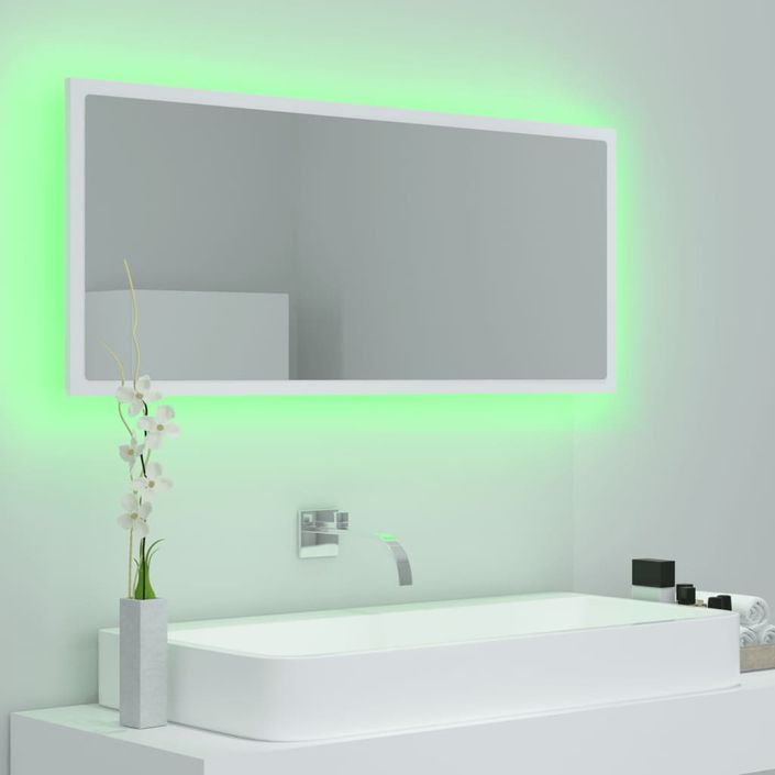 Miroir à LED de salle de bain Blanc 100x8,5x37 cm - Photo n°4