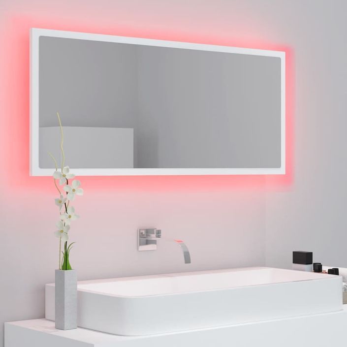 Miroir à LED de salle de bain Blanc 100x8,5x37 cm - Photo n°5