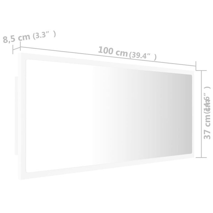 Miroir à LED de salle de bain Blanc 100x8,5x37 cm - Photo n°12