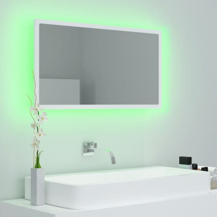 Miroir à LED de salle de bain Blanc 80x8,5x37 cm - Photo n°6