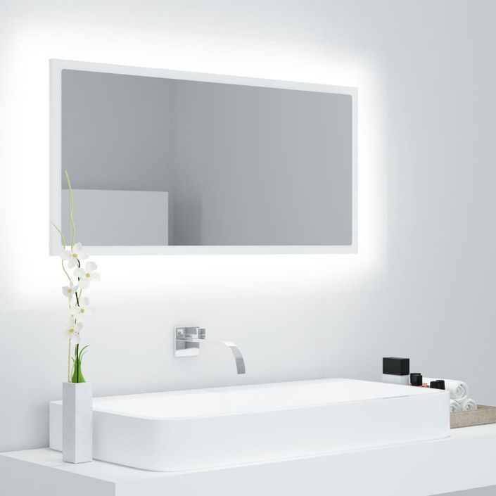 Miroir à LED de salle de bain Blanc 90x8,5x37 cm - Photo n°2