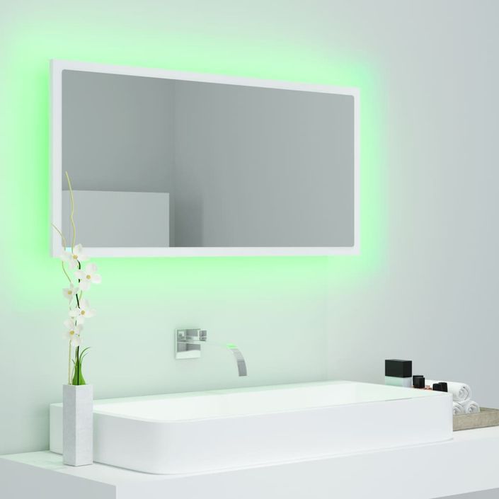 Miroir à LED de salle de bain Blanc 90x8,5x37 cm - Photo n°4
