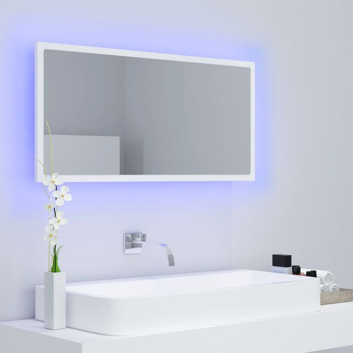 Miroir à LED de salle de bain Blanc 90x8,5x37 cm - Photo n°5
