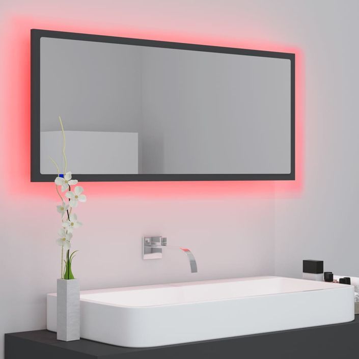 Miroir à LED de salle de bain Gris 100x8,5x37 cm - Photo n°5
