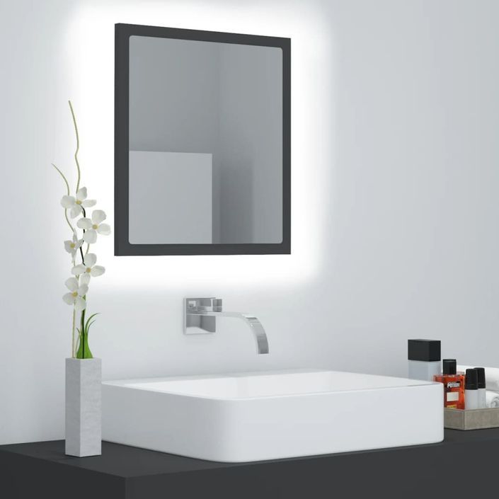 Miroir à LED de salle de bain Gris 40x8,5x37 cm - Photo n°2