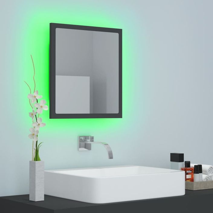 Miroir à LED de salle de bain Gris 40x8,5x37 cm - Photo n°4