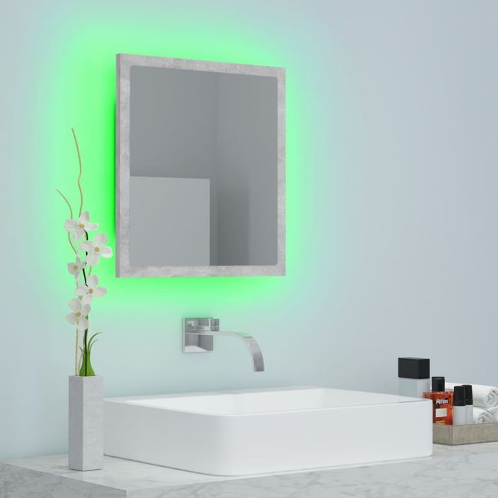 Miroir à LED de salle de bain Gris béton 40x8,5x37 cm - Photo n°4