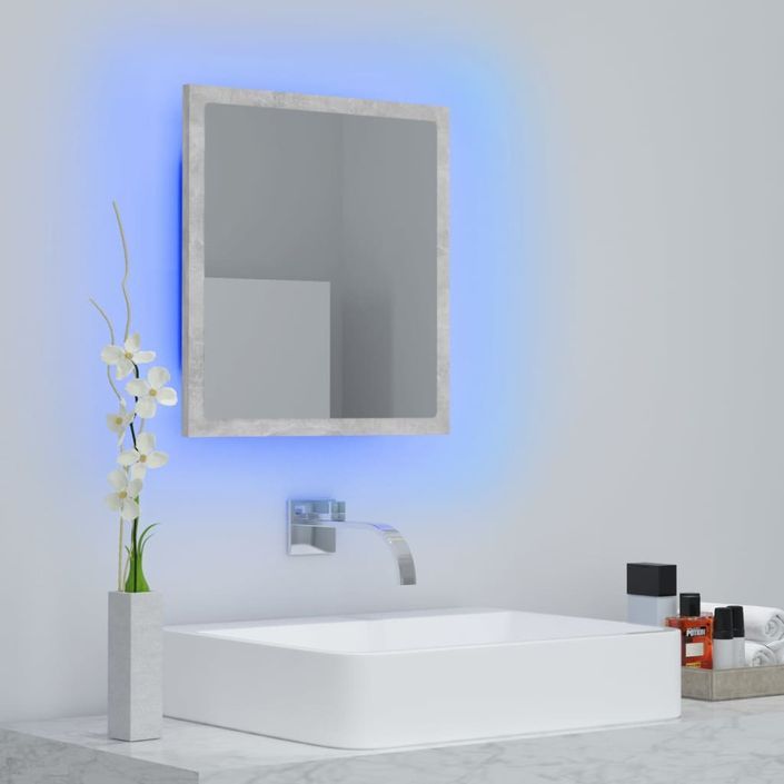 Miroir à LED de salle de bain Gris béton 40x8,5x37 cm - Photo n°5