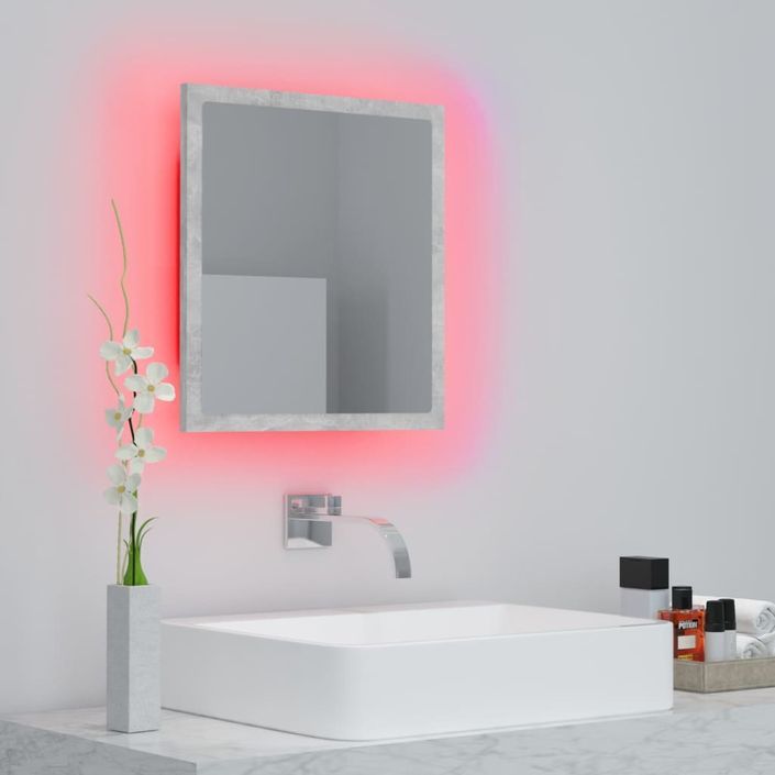 Miroir à LED de salle de bain Gris béton 40x8,5x37 cm - Photo n°6