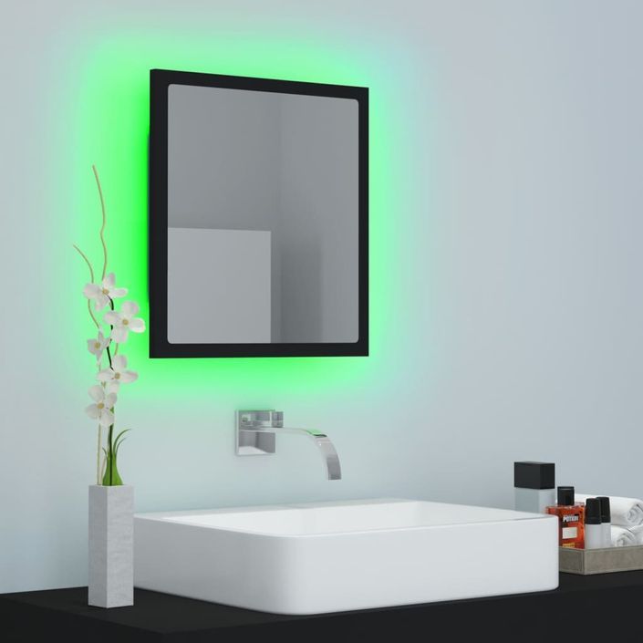 Miroir à LED de salle de bain Noir 40x8,5x37 cm - Photo n°4