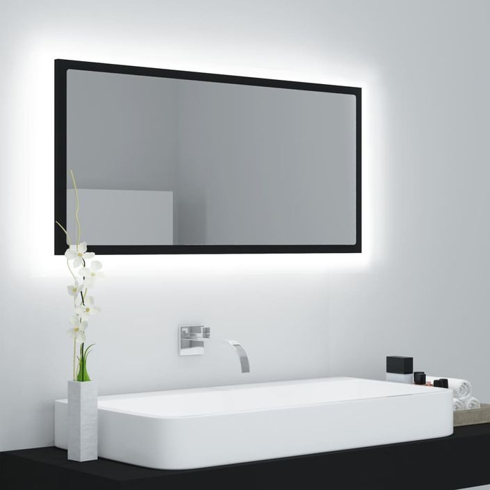 Miroir à LED de salle de bain Noir 90x8,5x37 cm - Photo n°2