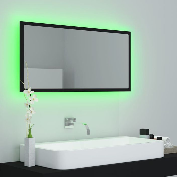Miroir à LED de salle de bain Noir 90x8,5x37 cm - Photo n°4