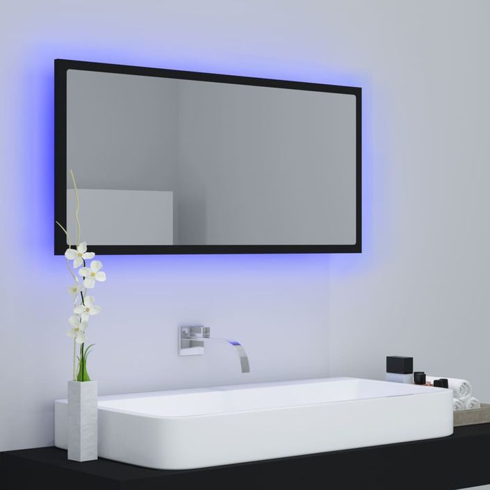 Miroir à LED de salle de bain Noir 90x8,5x37 cm - Photo n°5