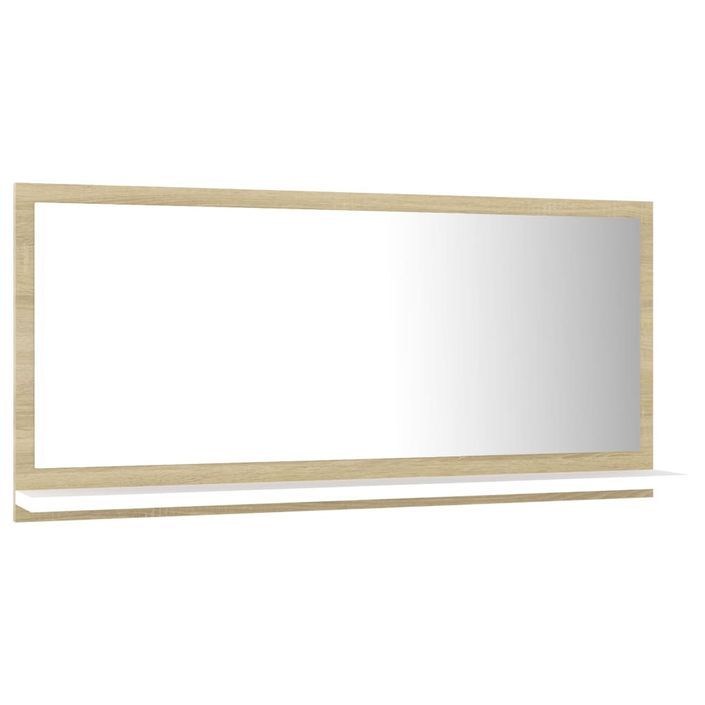 Miroir avec étagère de salle de bain Blanc et chêne sonoma 80x10,5x37 cm - Photo n°5