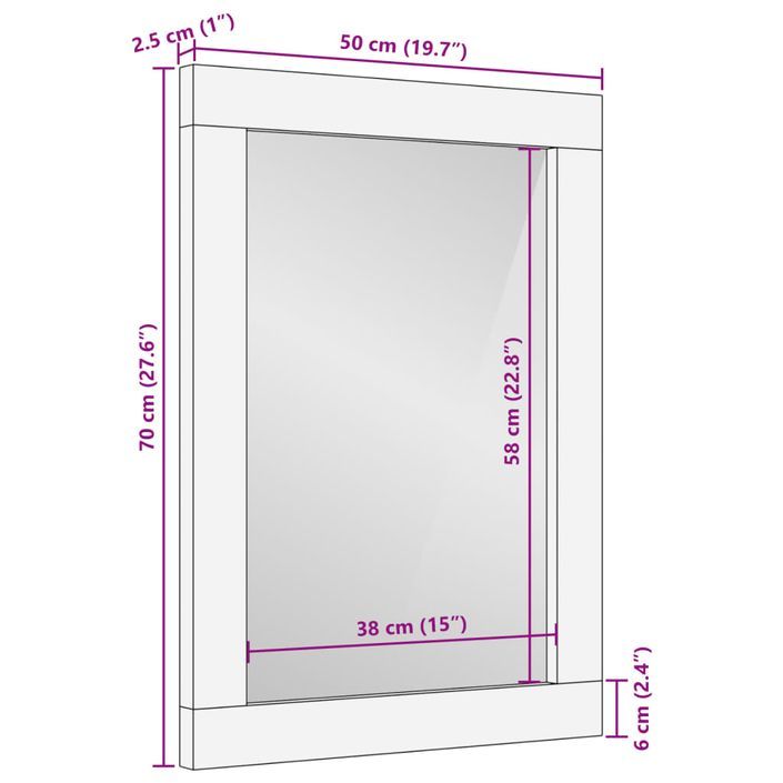 Miroir de bain 50x70 cm bois de manguier massif et verre - Photo n°9